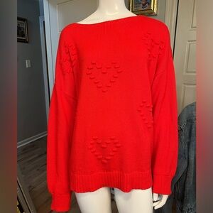 Loft Red Heart Sweater xL #1100